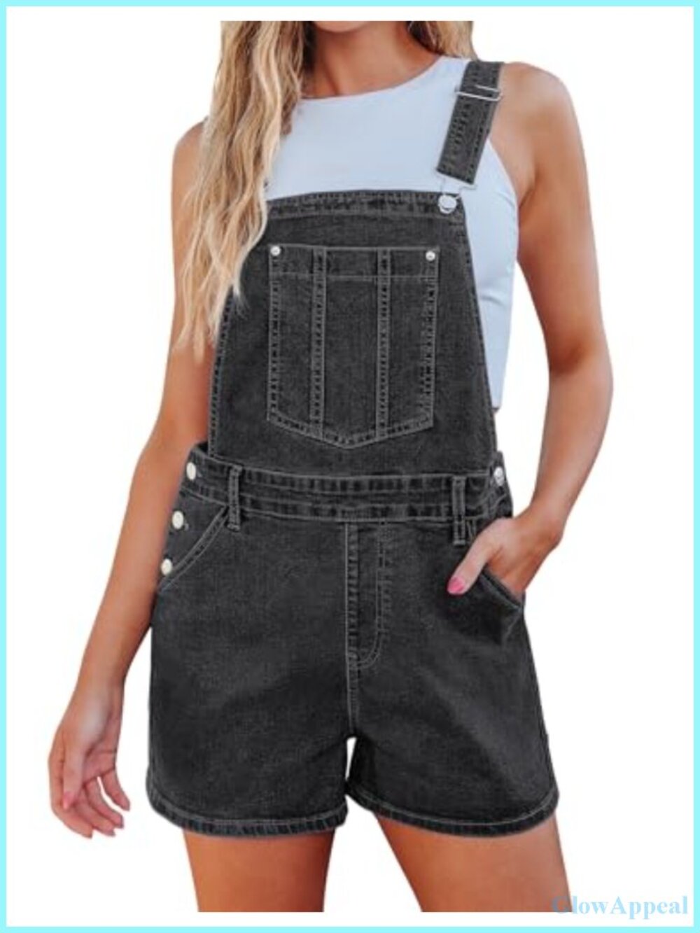 Stretchy Jean Overalls for Women Baggy Adjustable Straps Denim Shortalls Pockets